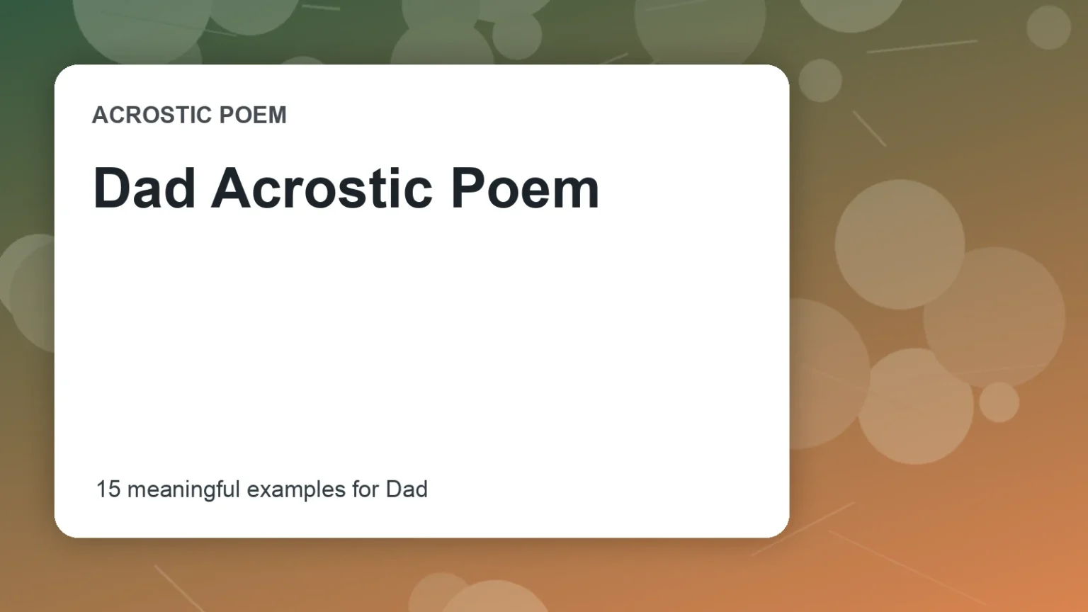 Dad Acrostic Poem