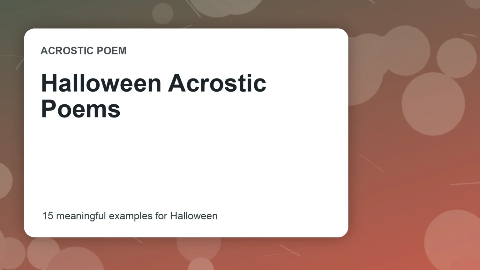 Halloween Acrostic Poems