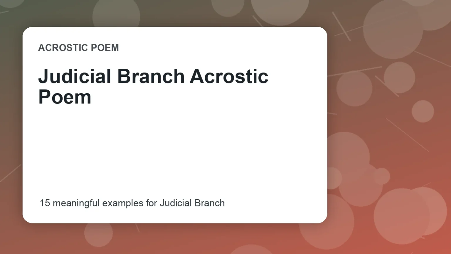 Judicial Branch Acrostic Poem