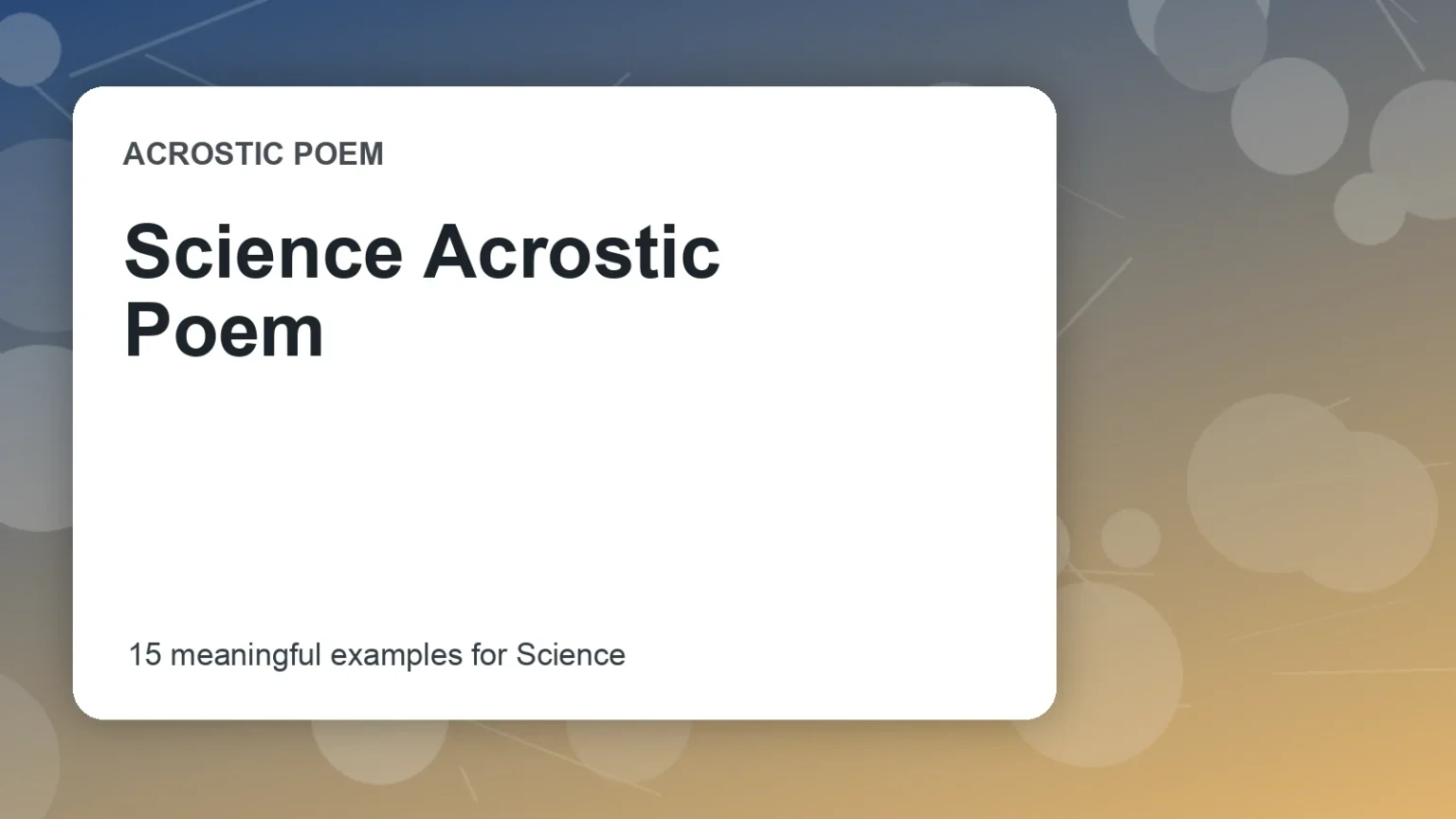 Science Acrostic Poem