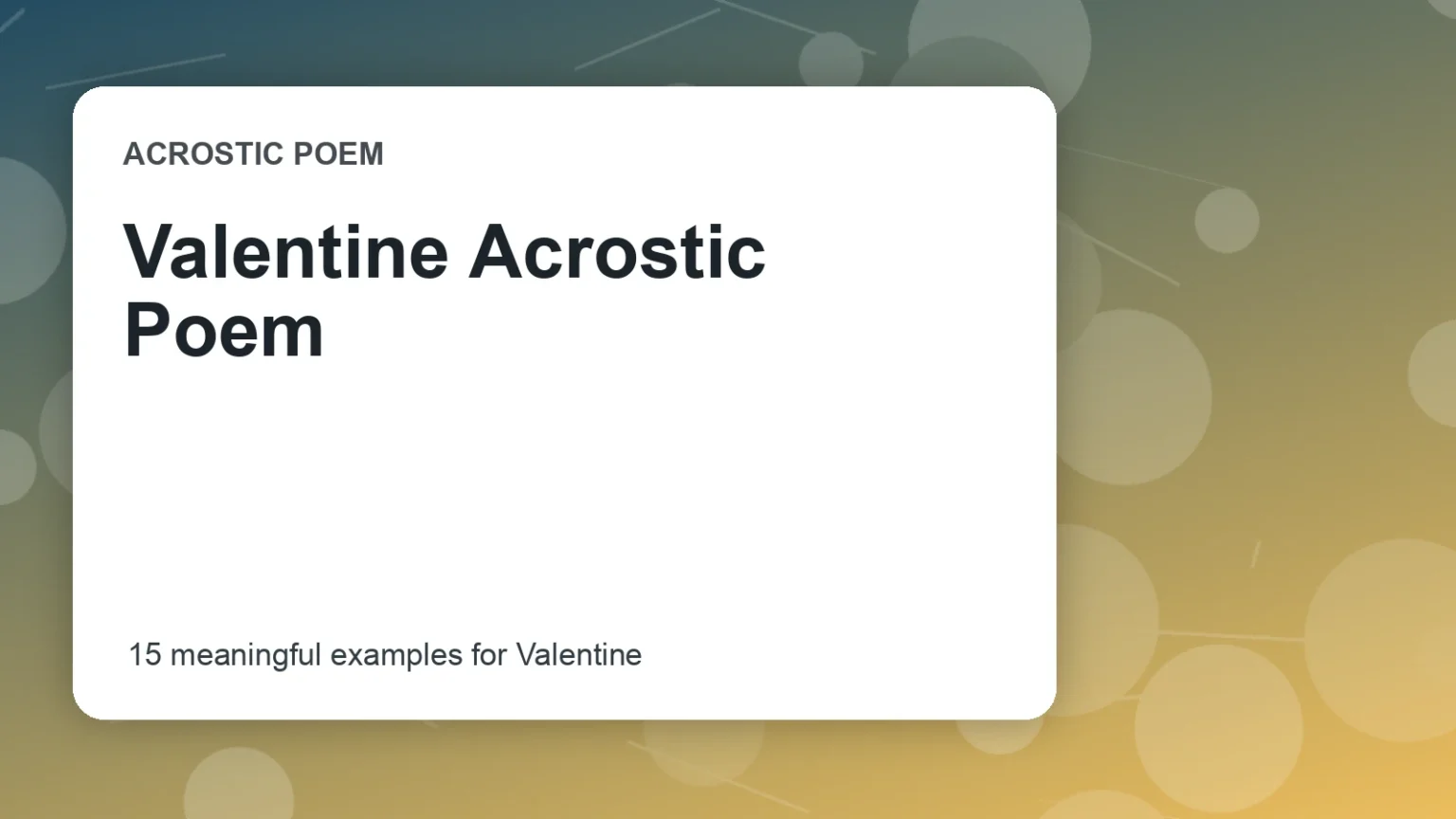 Valentine Acrostic Poem
